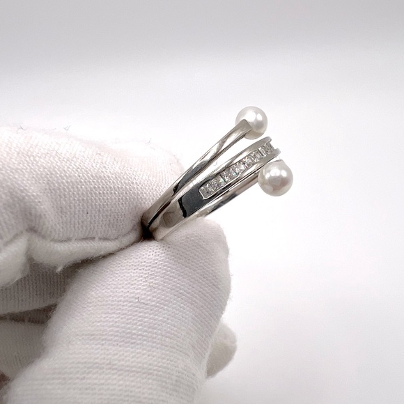 .925 Sterling Silver Cz & Simulated Pearl Ring - Picture 9 of 16